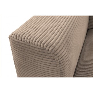 Canapé d'angle en velours cotelé Luxe marron BERLINO, 5 places, angle droit (vu de face)