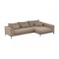 Canapé d'angle en velours cotelé Luxe marron BERLINO, 5 places, angle droit (vu de face)