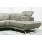 Canapé d'angle en cuir italien 5 places MODERNI, gris clair, angle droit