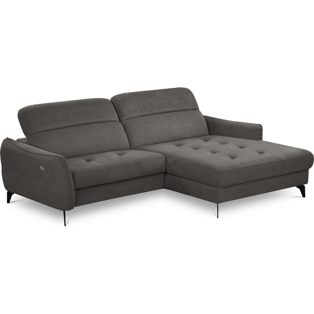 Canapé d'angle convertible en tissu luxe 5 places, MANCINI, coffre, gris foncé, angle droit Canapé d'angle convertible en tissu luxe 5 places, MANCINI, coffre, gris foncé, angle droit