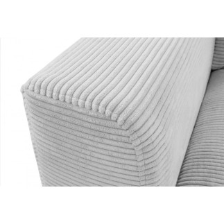 Canapé d'angle en velours cotelé Luxe gris clair BERLINO, 5 places, angle droit (vu de face)