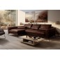 Canapé d'angle BERRY 100% TOUT cuir italien de prestige, marron, angle gauche, Chocolat, 5 places