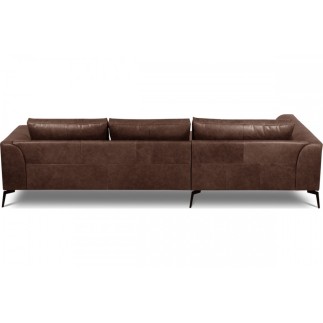 Canapé d'angle BERRY 100% TOUT cuir italien de prestige, marron, angle gauche
