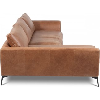 Canapé d'angle BERRY 100% TOUT cuir italien de prestige, marron, angle gauche