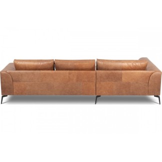 Canapé d'angle BERRY 100% TOUT cuir italien de prestige, marron, angle gauche