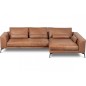 Canapé d'angle BERRY en 100% TOUT cuir italien de prestige, marron, angle droit, 5 places