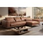Canapé d'angle BERRY en 100% TOUT cuir italien de prestige, marron, angle droit, 5 places