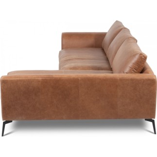 Canapé d'angle BERRY en 100% TOUT cuir italien de prestige, marron, angle droit