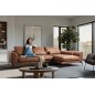Canapé d'angle BERRY en 100% TOUT cuir italien de prestige, marron, angle droit, 5 places