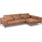 Canapé d'angle BERRY en 100% TOUT cuir italien de prestige, marron, angle droit, 5 places