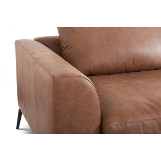 Canapé d'angle BERRY en 100% TOUT cuir italien de prestige, marron, angle droit