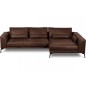 Canapé d'angle BERRY en 100% TOUT cuir italien de prestige, chocolat, angle droit, 5 places