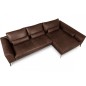 Canapé d'angle BERRY en 100% TOUT cuir italien de prestige, chocolat, angle droit, 5 places