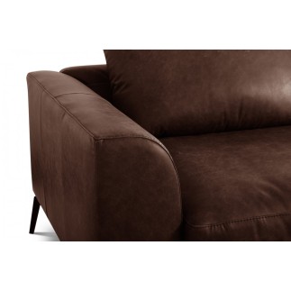 Canapé d'angle BERRY en 100% TOUT cuir italien de prestige, chocolat, angle droit