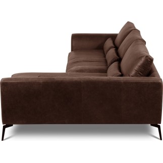 Canapé d'angle BERRY en 100% TOUT cuir italien de prestige, chocolat, angle droit