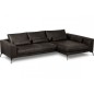 Canapé d'angle BERRY en 100% TOUT cuir italien de prestige, noir, angle droit, 5 places