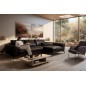 Canapé d'angle BERRY en 100% TOUT cuir italien de prestige, noir, angle droit, 5 places