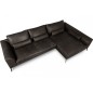 Canapé d'angle BERRY en 100% TOUT cuir italien de prestige, noir, angle droit, 5 places