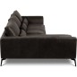 Canapé d'angle BERRY 100% TOUT cuir italien de prestige, noir, angle gauche, 5 places
