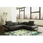 Canapé d'angle en cuir Prestige italien 5 places MODERNI, gris foncé, angle droit