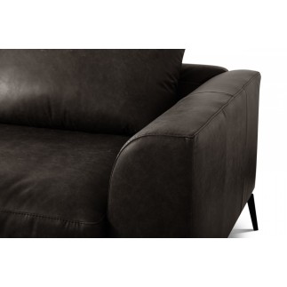 Canapé d'angle BERRY 100% TOUT cuir italien de prestige, noir, angle gauche