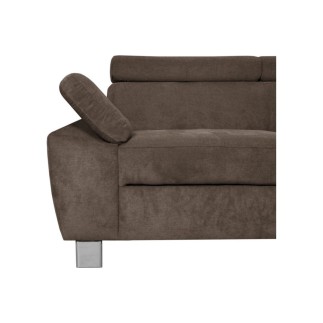 Canapé d'angle en velours luxe 5 places LUGO chocolat, angle droit