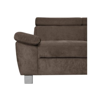 Canapé d'angle en velours luxe 5 places LUGO chocolat, angle droit