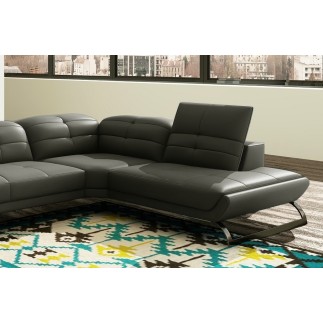Canapé d'angle en cuir Prestige italien 5 places MODERNI, gris foncé, angle droit