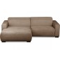 Canapé d'angle avec relax électrique , velours cotelé REVANO, marron angle gauche, 3 places