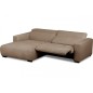 Canapé d'angle avec relax électrique , velours cotelé REVANO, marron angle gauche, 3 places