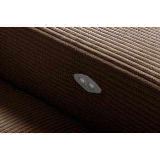 Canapé d'angle avec relax électrique , velours cotelé REVANO, marron angle gauche