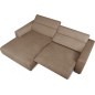 Canapé d'angle avec relax électrique , velours cotelé REVANO, marron angle gauche, 3 places