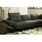 Canapé d'angle en cuir Prestige italien 5 places MODERNI, gris foncé, angle droit