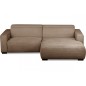 Canapé d'angle avec relax électrique en velours cotelé REVANO, marron, angle droit, 3 places