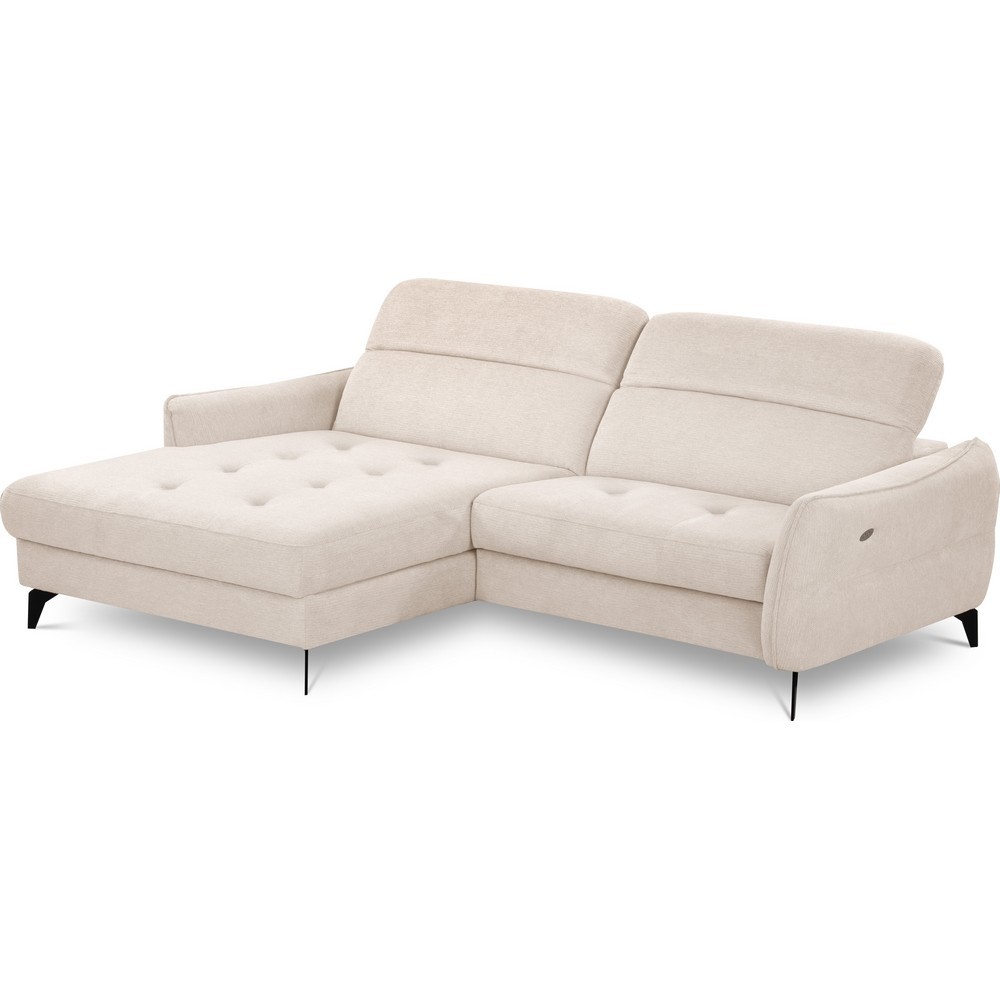 Canapé d'angle convertible en tissu luxe 5 places, MANCINI, coffre, beige, angle gauche Canapé d'angle convertible en tissu luxe 5 places, MANCINI, coffre, beige, angle gauche