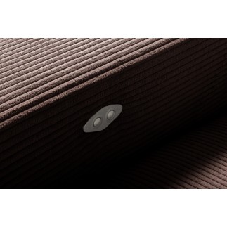 Canapé d'angle avec relax électrique en velours cotelé REVANO, chocolat, angle droit