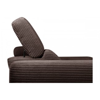 Canapé d'angle avec relax électrique en velours cotelé REVANO, chocolat, angle droit