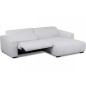 Canapé d'angle avec relax électrique en velours cotelé REVANO, gris clair, angle droit, 3 places