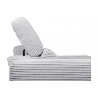 Canapé d'angle avec relax électrique en velours cotelé REVANO, gris clair, angle droit