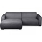 Canapé d'angle avec relax électrique en velours cotelé REVANO, gris foncé, angle gauche, 3 places