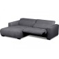 Canapé d'angle avec relax électrique en velours cotelé REVANO, gris foncé, angle gauche, 3 places