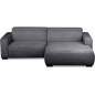 Canapé d'angle avec relax électrique en velours cotelé REVANO, gris foncé, angle droit, 3 places