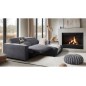 Canapé d'angle avec relax électrique en velours cotelé REVANO, gris foncé, angle droit, 3 places