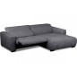 Canapé d'angle avec relax électrique en velours cotelé REVANO, gris foncé, angle droit, 3 places