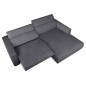 Canapé d'angle avec relax électrique en velours cotelé REVANO, gris foncé, angle droit, 3 places