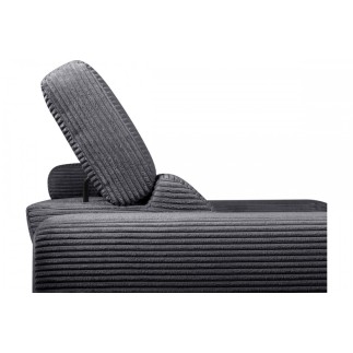 Canapé d'angle avec relax électrique en velours cotelé REVANO, gris foncé, angle droit