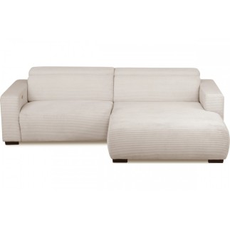 Canapé d'angle avec relax électrique en velours cotelé REVANO, beige clair, angle droit