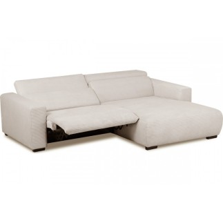 Canapé d'angle avec relax électrique en velours cotelé REVANO, beige clair, angle droit