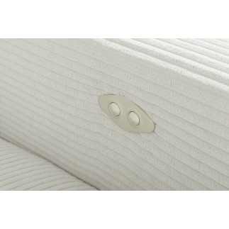 Canapé d'angle avec relax électrique en velours cotelé REVANO, ivoire, angle droit