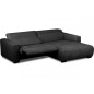 Canapé d'angle avec relax électrique en velours cotelé REVANO, noir, angle droit, 3 places